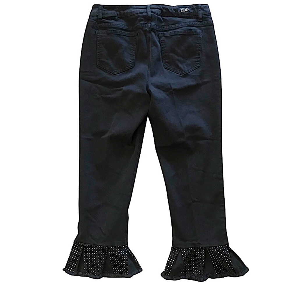 Crop Flare Studded Black Jeans
